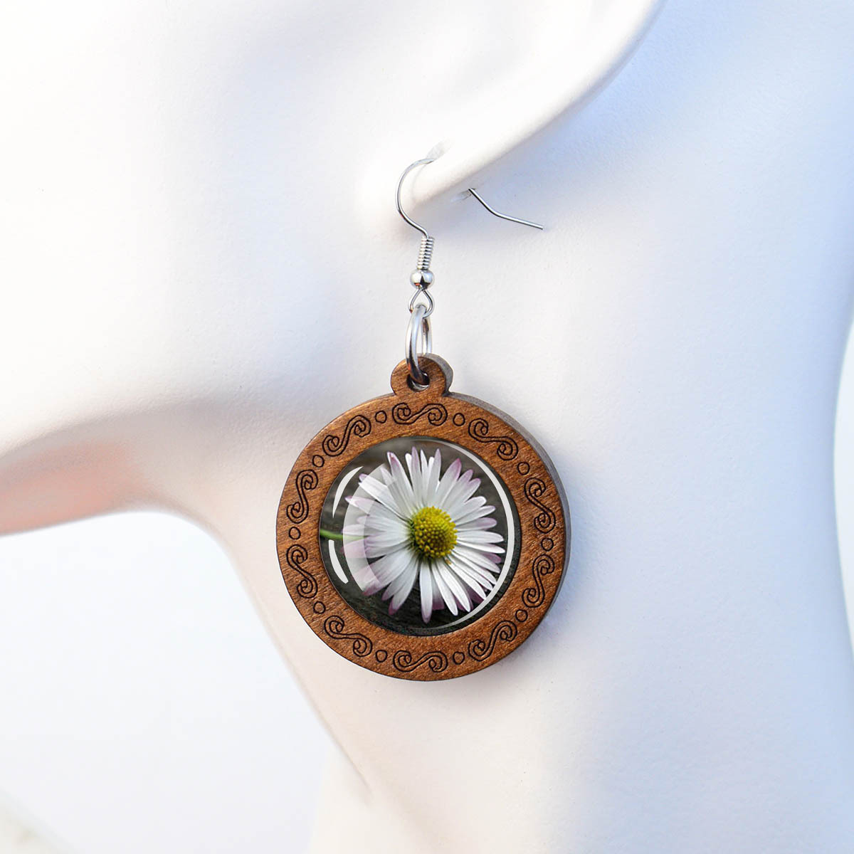 Women Accessories Bouquet - زوج واحد من الأقراط المتدلية الخشبية