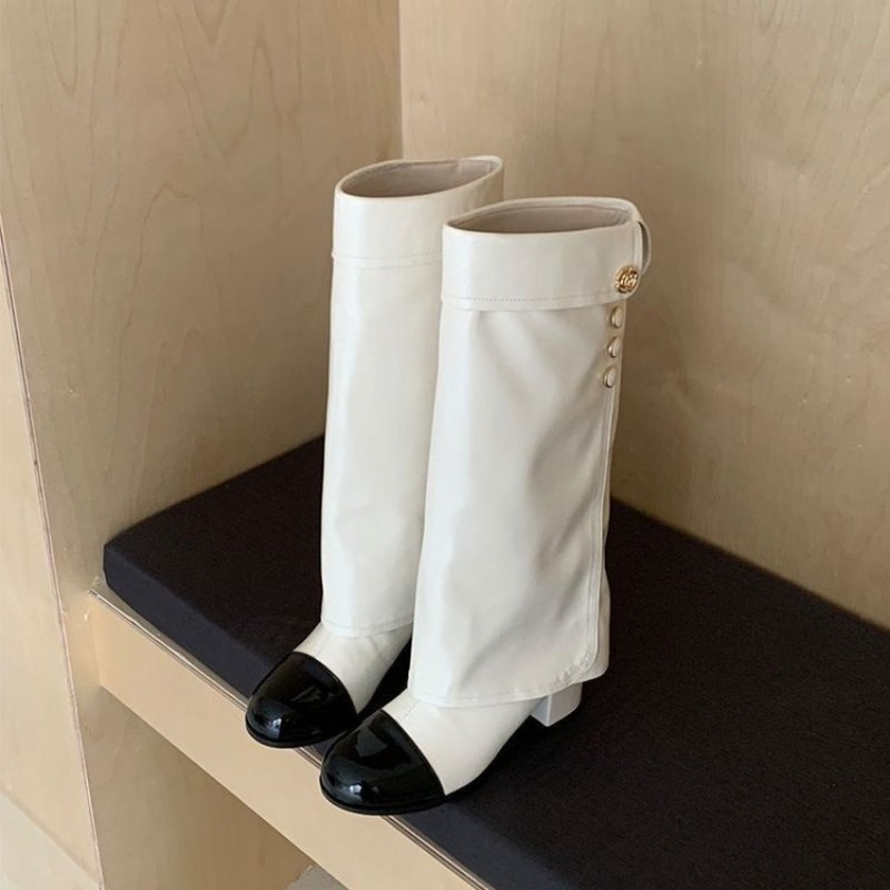 Women'S Ankle Accessories - أحذية طويلة أنيقة باللونين الأسود والأبيض