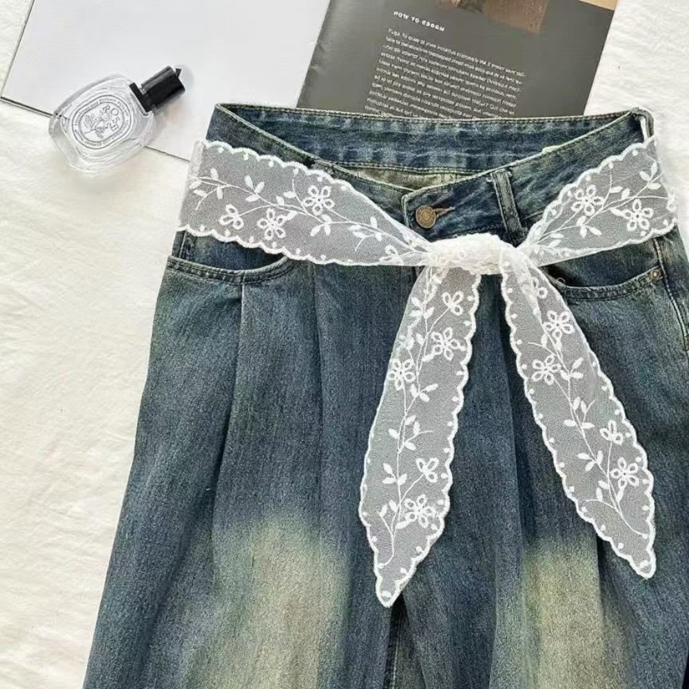Women'S Accessories - حزام دانتيل أبيض أنيق للنساء، مناسب