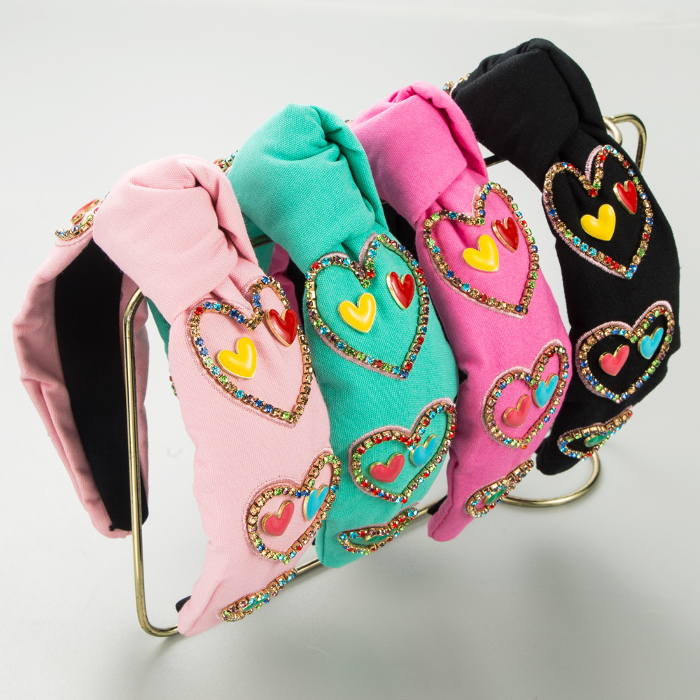 Women'S Accessories Rainbow Shops - عصابة رأس رومانسية بتصميم قلبين مزدوجين
