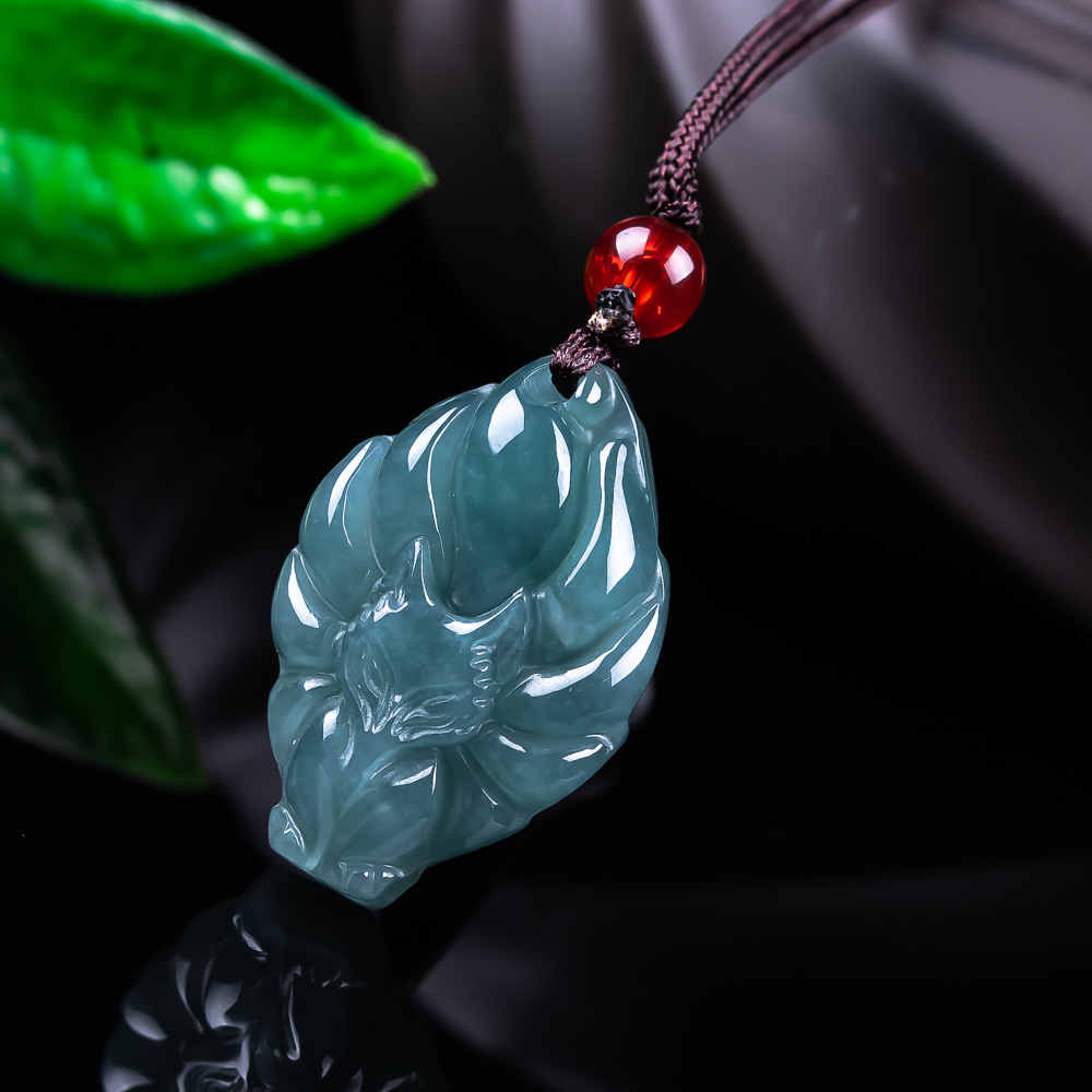Women'S Accessories - قلادة ثعلب من اليشم البورمي الطبيعي،