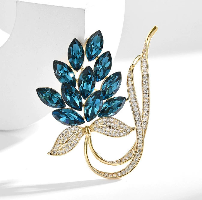 Women Accessories Bouquet - دبابيس زهور أنيقة مرصعة بالأحجار الكريمة