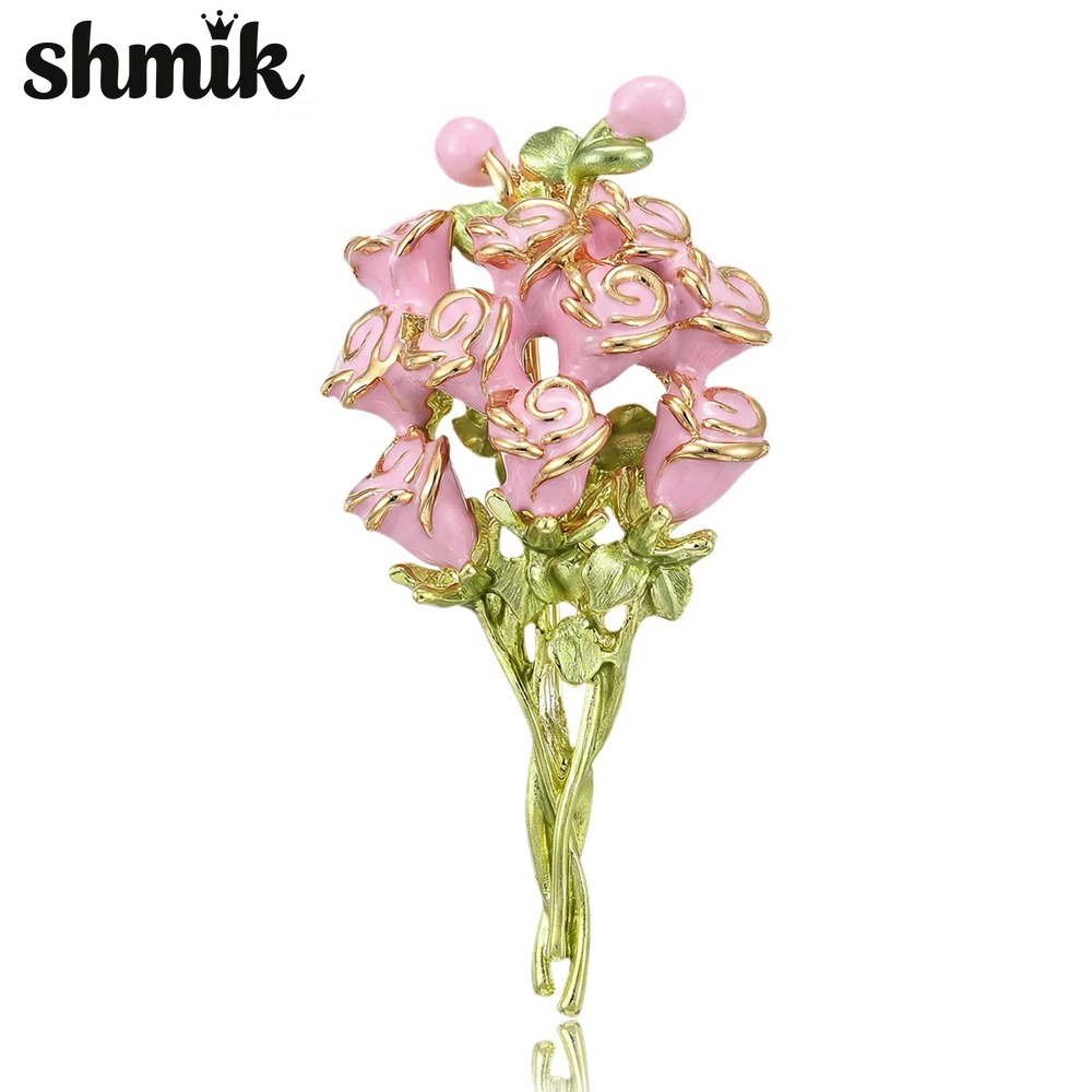 Women Accessories Bouquet - دبابيس زهرة الورد المطلية بالمينا باللون