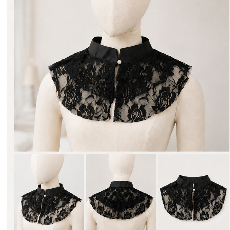 Women'S Accessories - ياقة دانتيل أنيقة مزخرفة بالزهور للنساء،